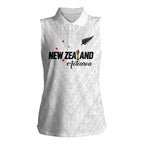 Custom Football New Zealand Women Sleeveless Polo Shirt Aotearoa United White Version - Aussie Hoodie