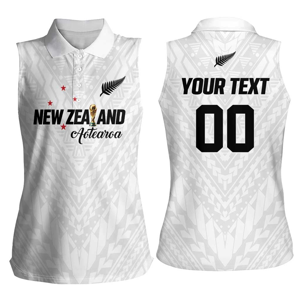 Custom Football New Zealand Women Sleeveless Polo Shirt Aotearoa United White Version - Aussie Hoodie