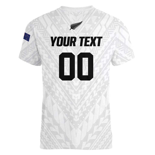 Custom Football New Zealand Women V-Neck T-Shirt Aotearoa United White Version - Aussie Hoodie