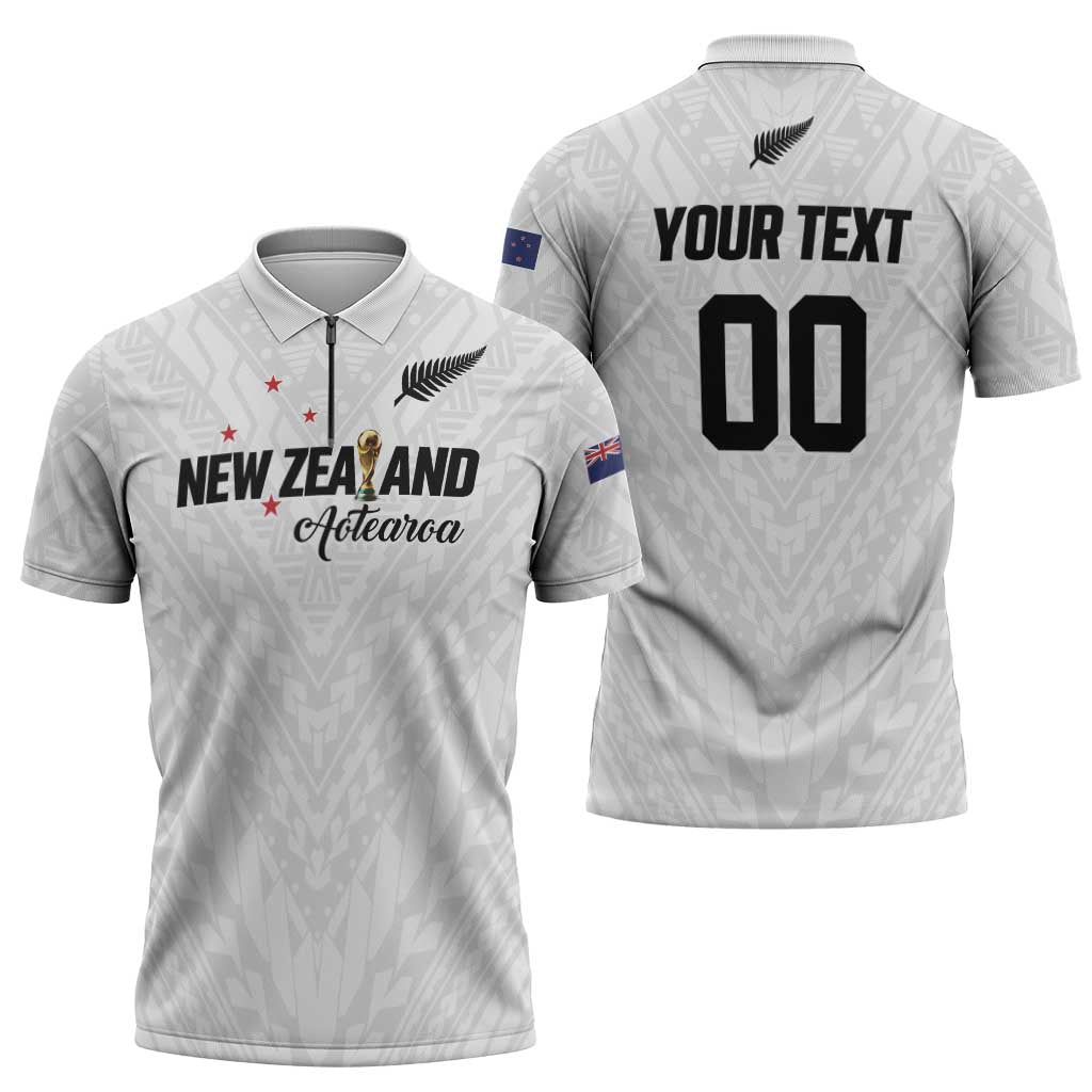 Custom Football New Zealand Zipper Polo Shirt Aotearoa United White Version - Aussie Hoodie