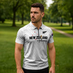 Custom Football New Zealand Zipper Polo Shirt Aotearoa United White Version - Aussie Hoodie