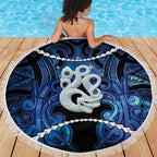 Maori Matariki Manaia Beach Blanket Maori Kowhaiwhai Pattern Galaxy