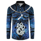 Personalized Maori Matariki Manaia Button Sweatshirt Maori Kowhaiwhai Pattern Galaxy
