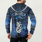 Personalized Maori Matariki Manaia Button Sweatshirt Maori Kowhaiwhai Pattern Galaxy