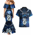 Personalized Maori Matariki Manaia Couples Matching Mermaid Dress and Hawaiian Shirt Maori Kowhaiwhai Pattern Galaxy
