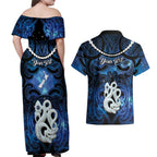 Personalized Maori Matariki Manaia Couples Matching Off Shoulder Maxi Dress and Hawaiian Shirt Maori Kowhaiwhai Pattern Galaxy