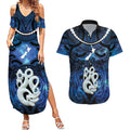 Personalized Maori Matariki Manaia Couples Matching Summer Maxi Dress and Hawaiian Shirt Maori Kowhaiwhai Pattern Galaxy