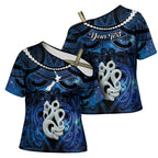 Personalized Maori Matariki Manaia Cross Shoulder Shirt Maori Kowhaiwhai Pattern Galaxy
