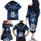 Personalized Maori Matariki Manaia Family Matching Off The Shoulder Long Sleeve Dress and Hawaiian Shirt Maori Kowhaiwhai Pattern Galaxy