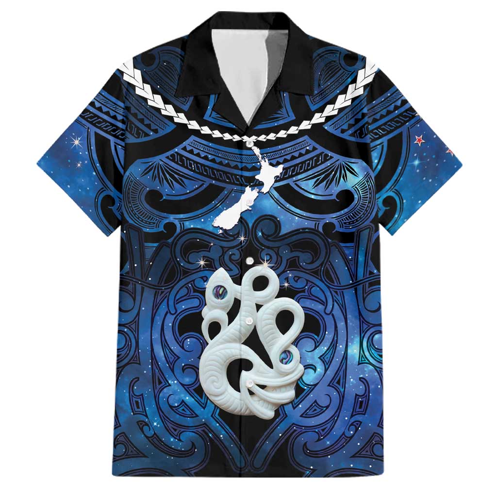 Personalized Maori Matariki Manaia Family Matching Off The Shoulder Long Sleeve Dress and Hawaiian Shirt Maori Kowhaiwhai Pattern Galaxy