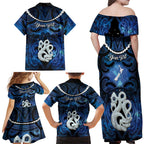Personalized Maori Matariki Manaia Family Matching Off Shoulder Maxi Dress and Hawaiian Shirt Maori Kowhaiwhai Pattern Galaxy