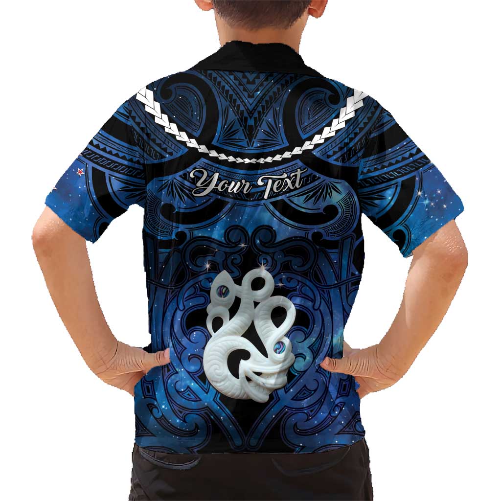 Personalized Maori Matariki Manaia Family Matching Off Shoulder Short Dress and Hawaiian Shirt Maori Kowhaiwhai Pattern Galaxy