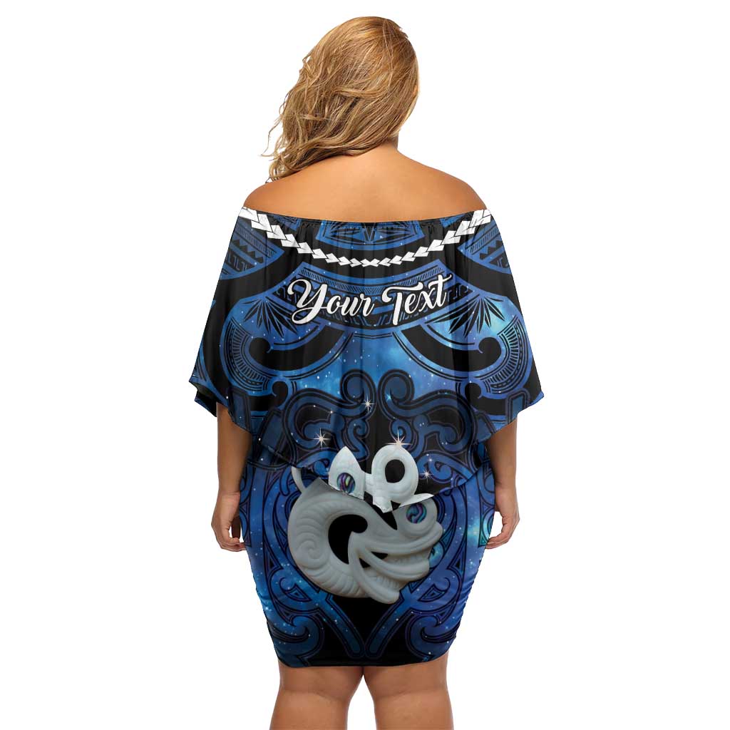 Personalized Maori Matariki Manaia Family Matching Off Shoulder Short Dress and Hawaiian Shirt Maori Kowhaiwhai Pattern Galaxy