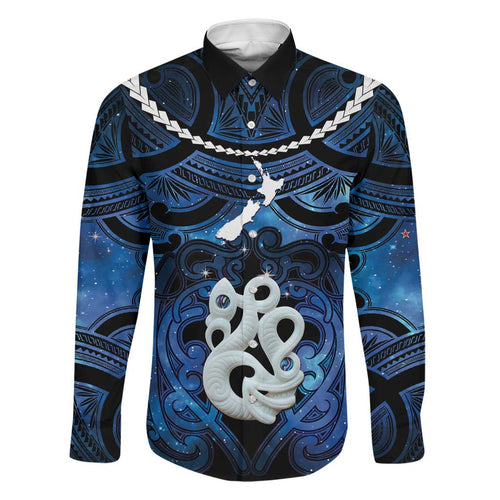 Personalized Maori Matariki Manaia Family Matching Short Sleeve Bodycon Dress and Hawaiian Shirt Maori Kowhaiwhai Pattern Galaxy