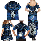 Personalized Maori Matariki Manaia Family Matching Summer Maxi Dress and Hawaiian Shirt Maori Kowhaiwhai Pattern Galaxy