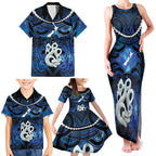 Personalized Maori Matariki Manaia Family Matching Tank Maxi Dress and Hawaiian Shirt Maori Kowhaiwhai Pattern Galaxy