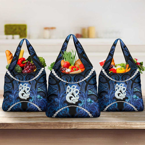 Maori Matariki Manaia Grocery Bag Maori Kowhaiwhai Pattern Galaxy