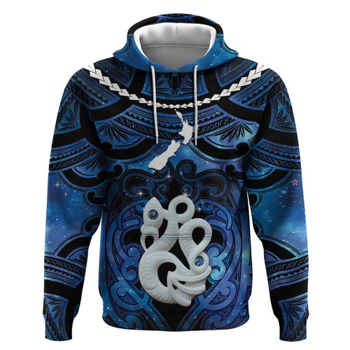 Personalized Maori Matariki Manaia Hoodie Maori Kowhaiwhai Pattern Galaxy
