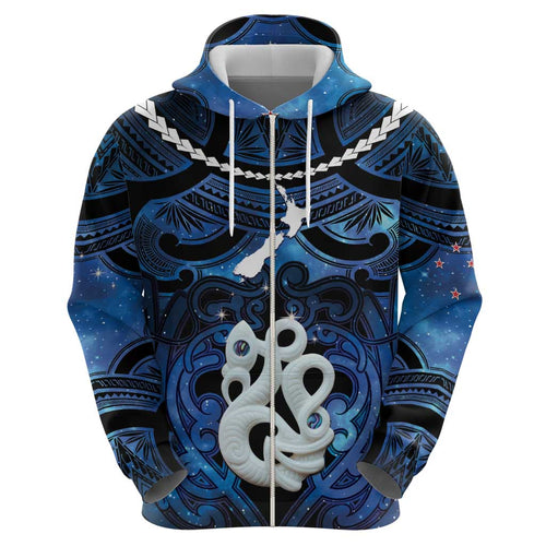 Personalized Maori Matariki Manaia Hoodie Maori Kowhaiwhai Pattern Galaxy