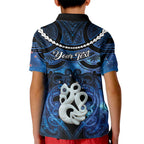 Personalized Maori Matariki Manaia Kid Polo Shirt Maori Kowhaiwhai Pattern Galaxy
