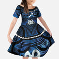 Personalized Maori Matariki Manaia Kid Short Sleeve Dress Maori Kowhaiwhai Pattern Galaxy