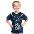 Personalized Maori Matariki Manaia Kid T Shirt Maori Kowhaiwhai Pattern Galaxy