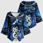 Personalized Maori Matariki Manaia Kimono Sleeve Blouse Maori Kowhaiwhai Pattern Galaxy