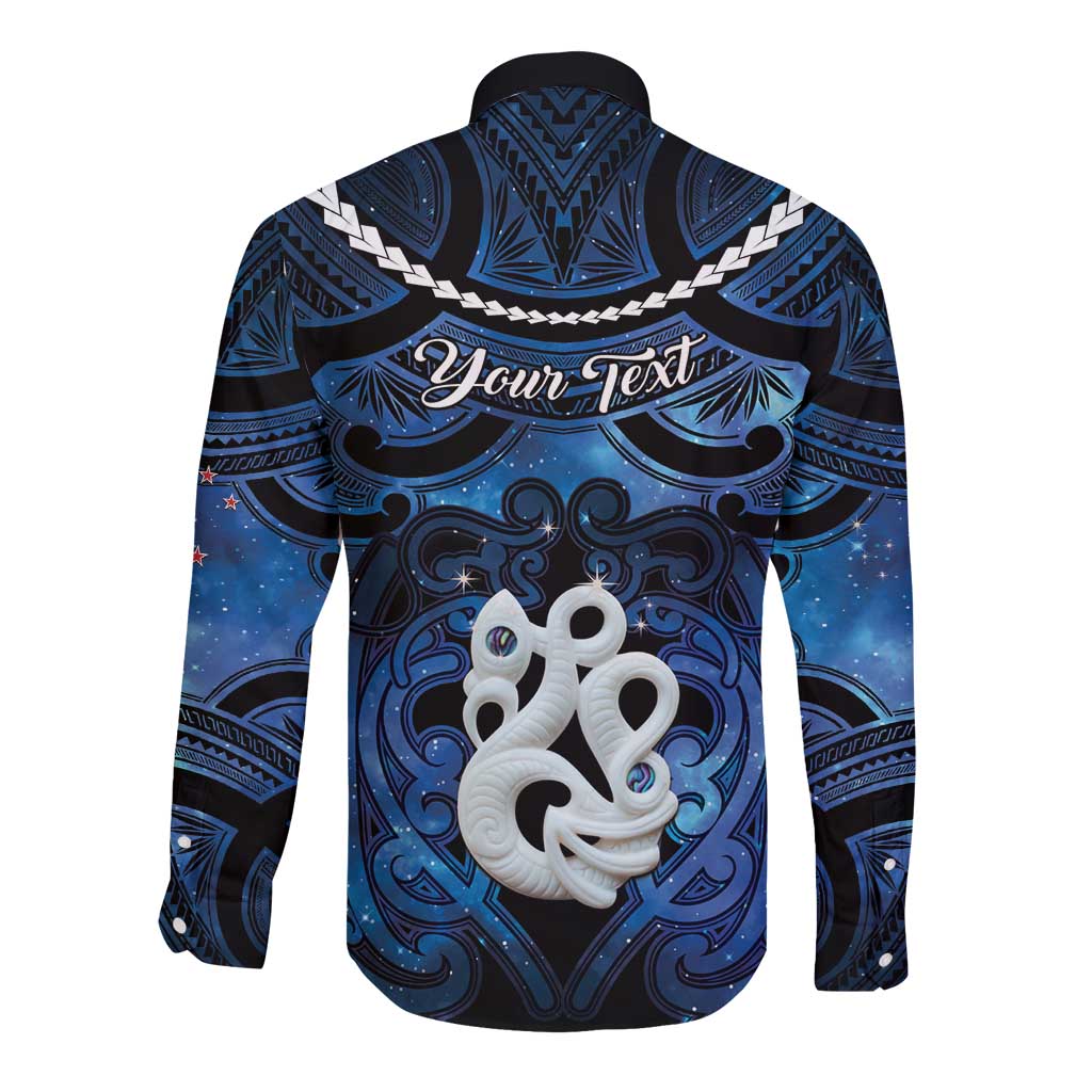 Personalized Maori Matariki Manaia Long Sleeve Button Shirt Maori Kowhaiwhai Pattern Galaxy