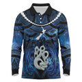 Personalized Maori Matariki Manaia Long Sleeve Polo Shirt Maori Kowhaiwhai Pattern Galaxy