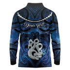 Personalized Maori Matariki Manaia Long Sleeve Polo Shirt Maori Kowhaiwhai Pattern Galaxy