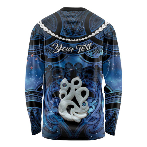Personalized Maori Matariki Manaia Long Sleeve Shirt Maori Kowhaiwhai Pattern Galaxy