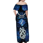 Personalized Maori Matariki Manaia Off Shoulder Maxi Dress Maori Kowhaiwhai Pattern Galaxy
