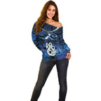 Personalized Maori Matariki Manaia Off Shoulder Sweater Maori Kowhaiwhai Pattern Galaxy