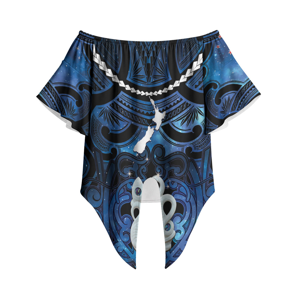 Personalized Maori Matariki Manaia Off Shoulder Wrap Waist Top Maori Kowhaiwhai Pattern Galaxy