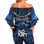 Personalized Maori Matariki Manaia Off Shoulder Wrap Waist Top Maori Kowhaiwhai Pattern Galaxy