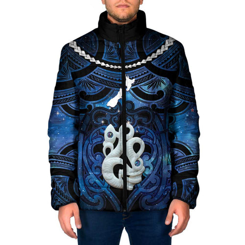 Personalized Maori Matariki Manaia Padded Jacket Maori Kowhaiwhai Pattern Galaxy