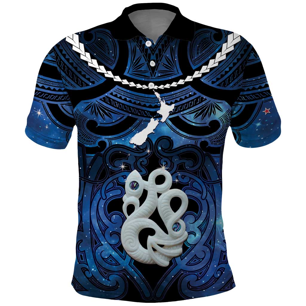 Personalized Maori Matariki Manaia Polo Shirt Maori Kowhaiwhai Pattern Galaxy