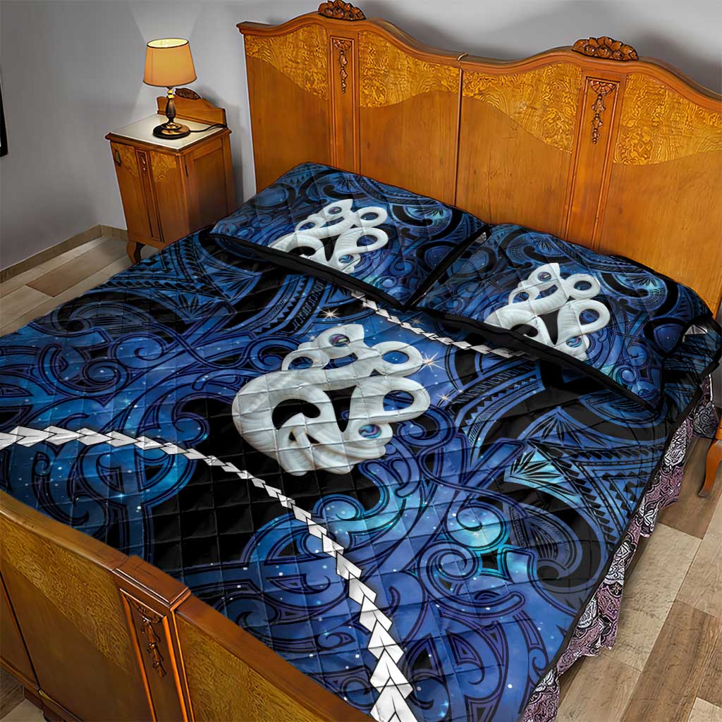 Maori Matariki Manaia Quilt Bed Set Maori Kowhaiwhai Pattern Galaxy