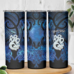 Personalized Maori Matariki Manaia Skinny Tumbler Maori Kowhaiwhai Pattern Galaxy