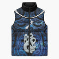 Personalized Maori Matariki Manaia Sleeveless Puffer Jacket Maori Kowhaiwhai Pattern Galaxy