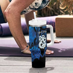 Personalized Maori Matariki Manaia Tumbler With Handle Maori Kowhaiwhai Pattern Galaxy