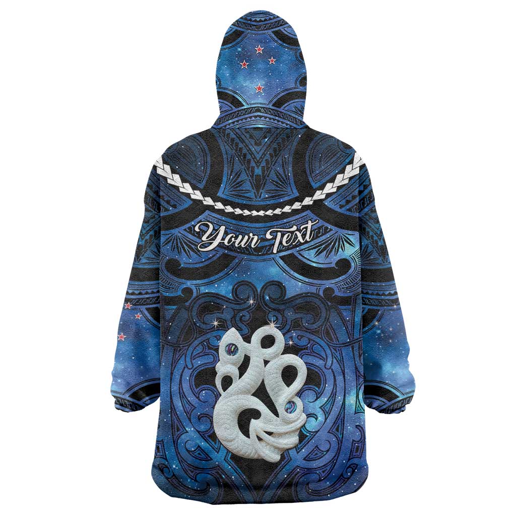 Personalized Maori Matariki Manaia Wearable Blanket Hoodie Maori Kowhaiwhai Pattern Galaxy