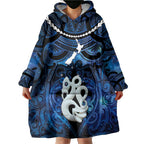 Personalized Maori Matariki Manaia Wearable Blanket Hoodie Maori Kowhaiwhai Pattern Galaxy