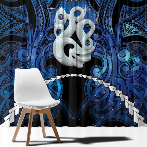 Maori Matariki Manaia Window Curtain Maori Kowhaiwhai Pattern Galaxy