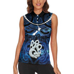Personalized Maori Matariki Manaia Women Sleeveless Polo Shirt Maori Kowhaiwhai Pattern Galaxy