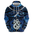 Personalized Maori Matariki Manaia Zip Hoodie Maori Kowhaiwhai Pattern Galaxy