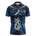 Personalized Maori Matariki Manaia Zipper Polo Shirt Maori Kowhaiwhai Pattern Galaxy