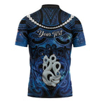 Personalized Maori Matariki Manaia Zipper Polo Shirt Maori Kowhaiwhai Pattern Galaxy