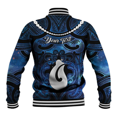 Personalized Maori Matariki Hei Matau Baseball Jacket Maori Kowhaiwhai Pattern Galaxy