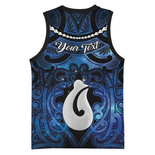 Personalized Maori Matariki Hei Matau Basketball Jersey Maori Kowhaiwhai Pattern Galaxy